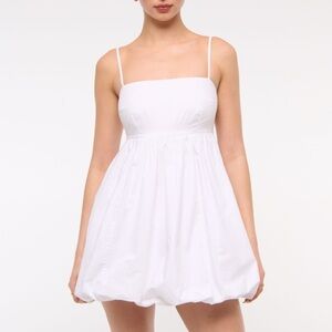 ABERCROMBIE BABYDOLL BUBBLE‎ HEM MINI DRESS WHITE SIZE XL TALL